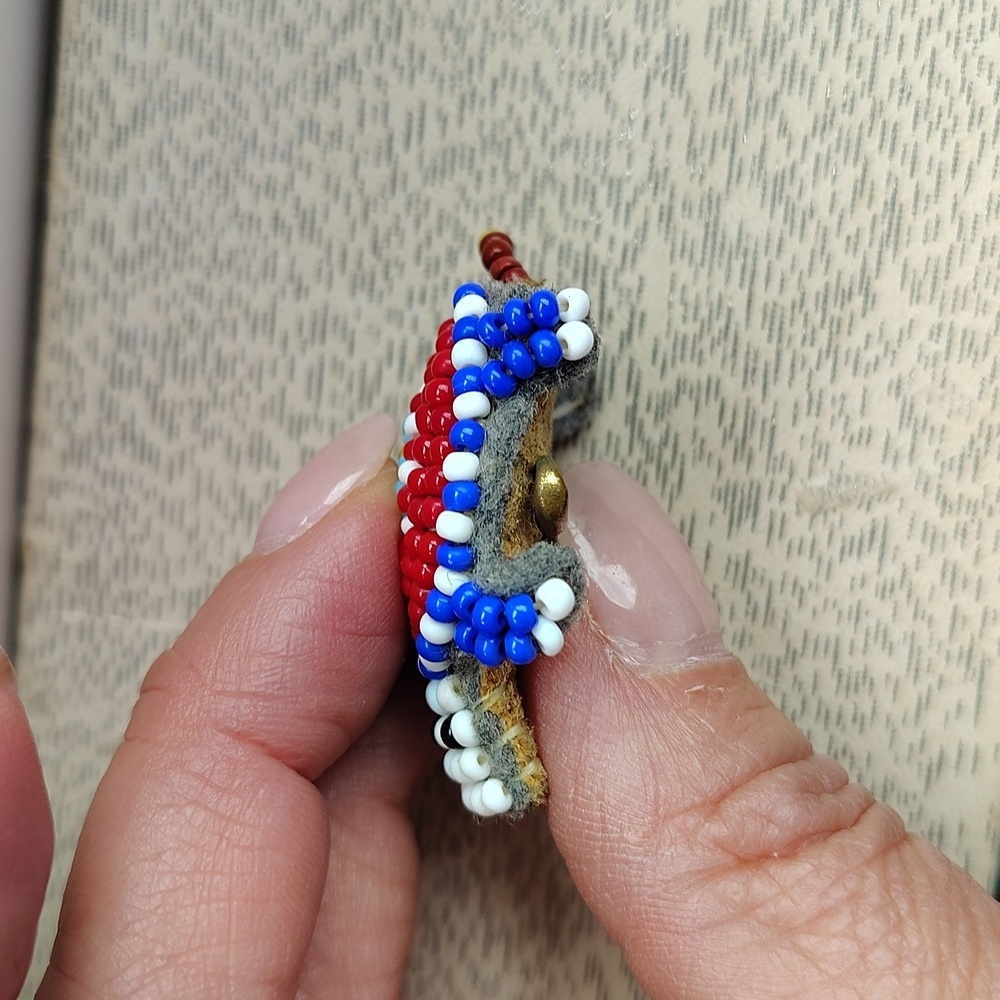 Native American Beaded Turtle Pinback Brooch - image 6